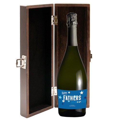 Personalised Prosecco - Fathers Day Label in Elm Wood Gift Box